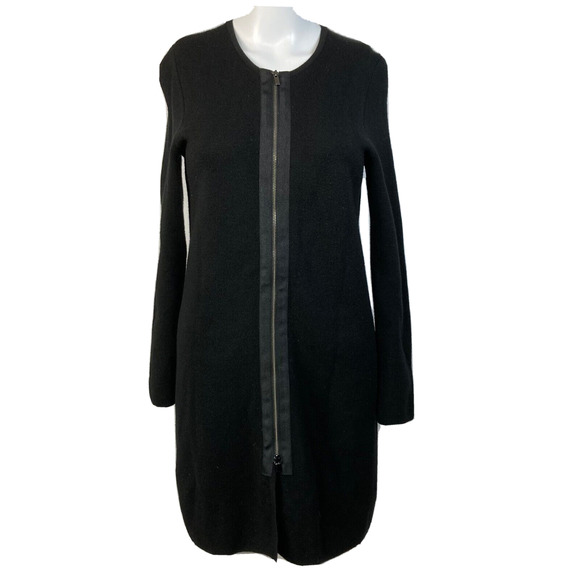Talbots Petite Dress Womens Sz SP Black Merino Wool Front Zipper Sweater - Picture 1 of 10